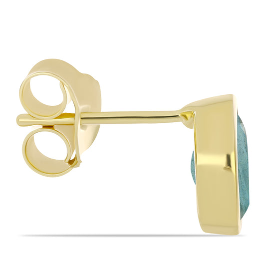 Pozlacené Stříbro 925/1000 - Náušnice s Labradoritem - Karátové číslo: 1.57. přibližná hmotnost: 1.81 gramů