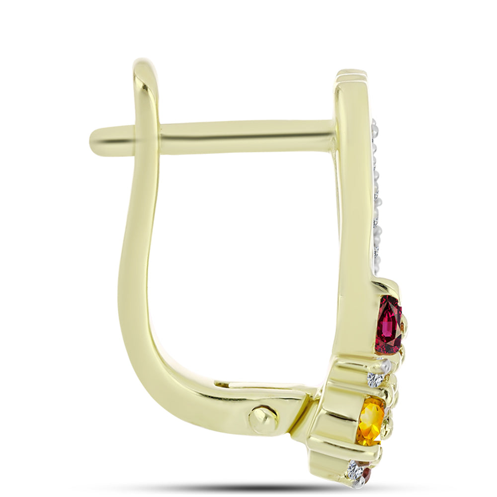 Pozlacené Stříbrné Náušnice s Chakra Turmalínem a Bílým Topazem 2 