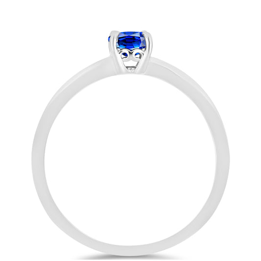 Stříbro 925/1000 - Prsten s Australským Modrým Safírem - Karátové číslo: 0.7. přibližná hmotnost: 1.54 gramů