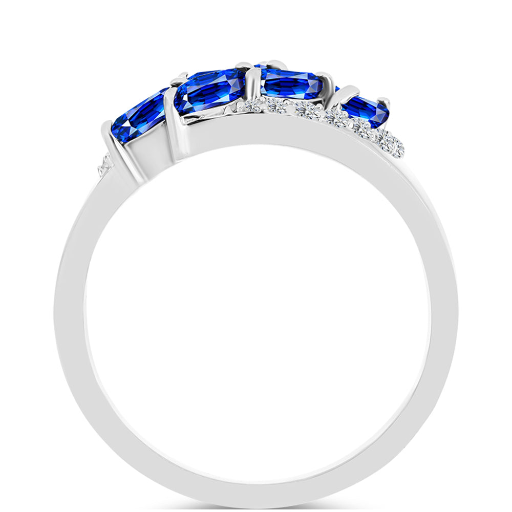 Stříbrný Prsten s Australským Modrým Safírem a Bílým Topazem 2 