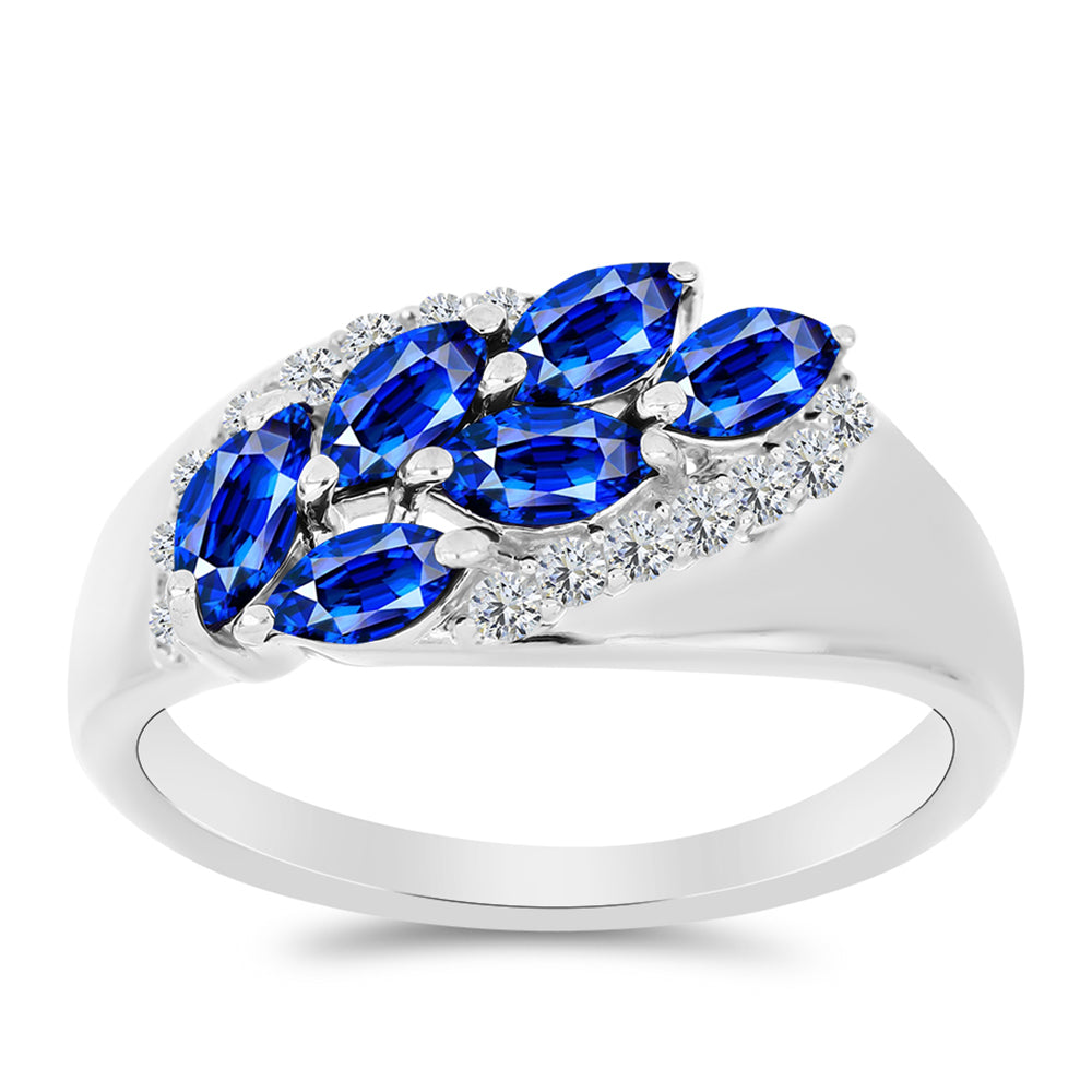 Stříbrný Prsten s Australským Modrým Safírem a Bílým Topazem 3 