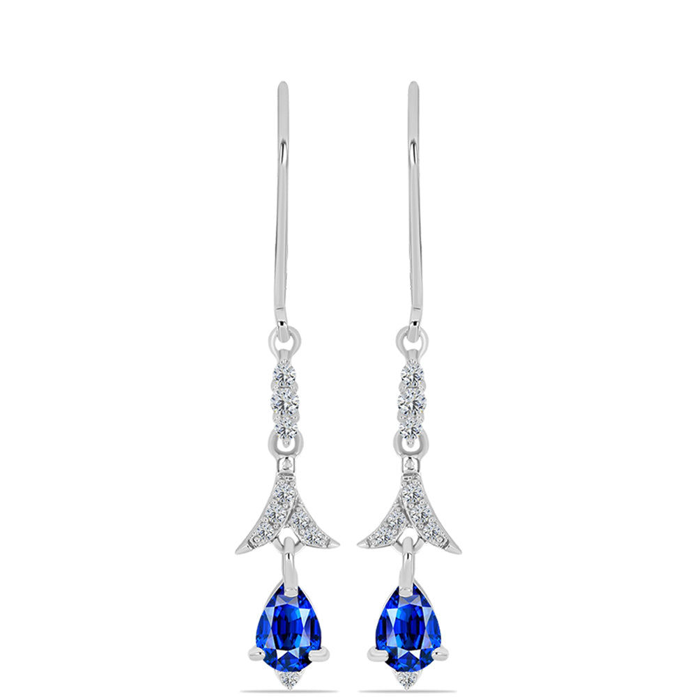 Stříbrné Náušnice s Australským Modrým Safírem a Bílým Topazem 1 