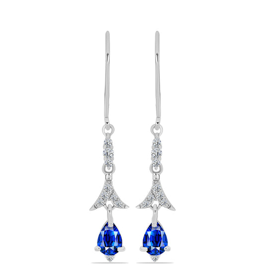 Stříbrné Náušnice s Australským Modrým Safírem a Bílým Topazem