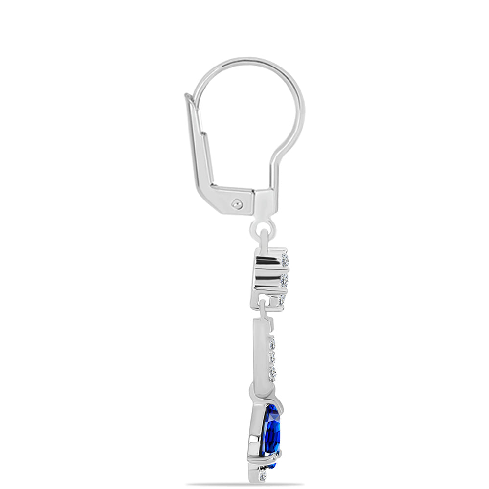 Stříbrné Náušnice s Australským Modrým Safírem a Bílým Topazem 2 