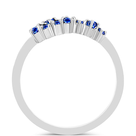 Stříbro 925/1000 - Prsten s Australským Modrým Safírem a Bílým Topazem - Karátové číslo: 0.35. přibližná hmotnost: 2.35 gramů