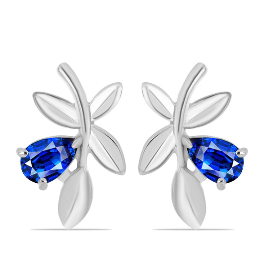 Stříbro 925/1000 - Náušnice s Australským Modrým Safírem - Karátové číslo: 1.15. přibližná hmotnost: 3.83 gramů