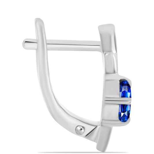 Stříbro 925/1000 - Náušnice s Australským Modrým Safírem - Karátové číslo: 1.15. přibližná hmotnost: 3.83 gramů