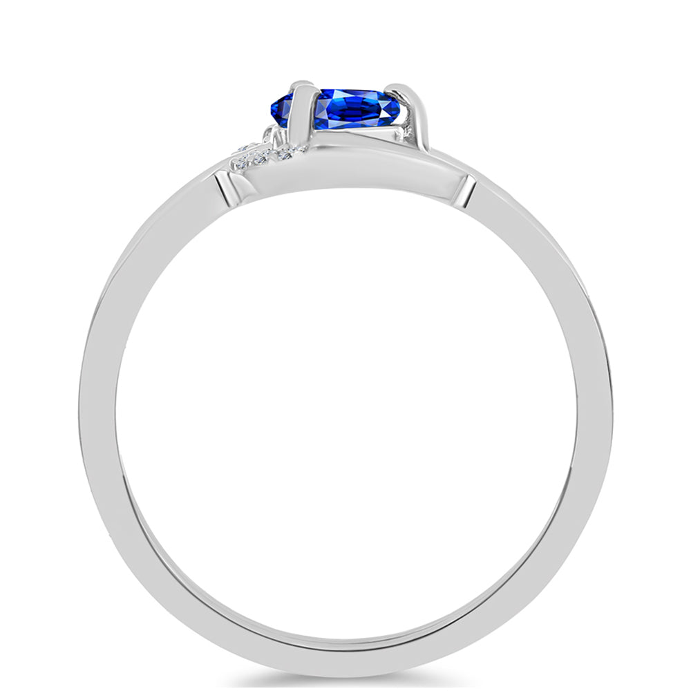 Stříbro 925/1000 - Prsten s Australským Modrým Safírem a Bílým Topazem - Karátové číslo: 0.36. přibližná hmotnost: 1.81 gramů