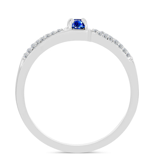 Stříbro 925/1000 - Prsten s Australským Modrým Safírem a Bílým Topazem - Karátové číslo: 0.47. přibližná hmotnost: 2.26 gramů