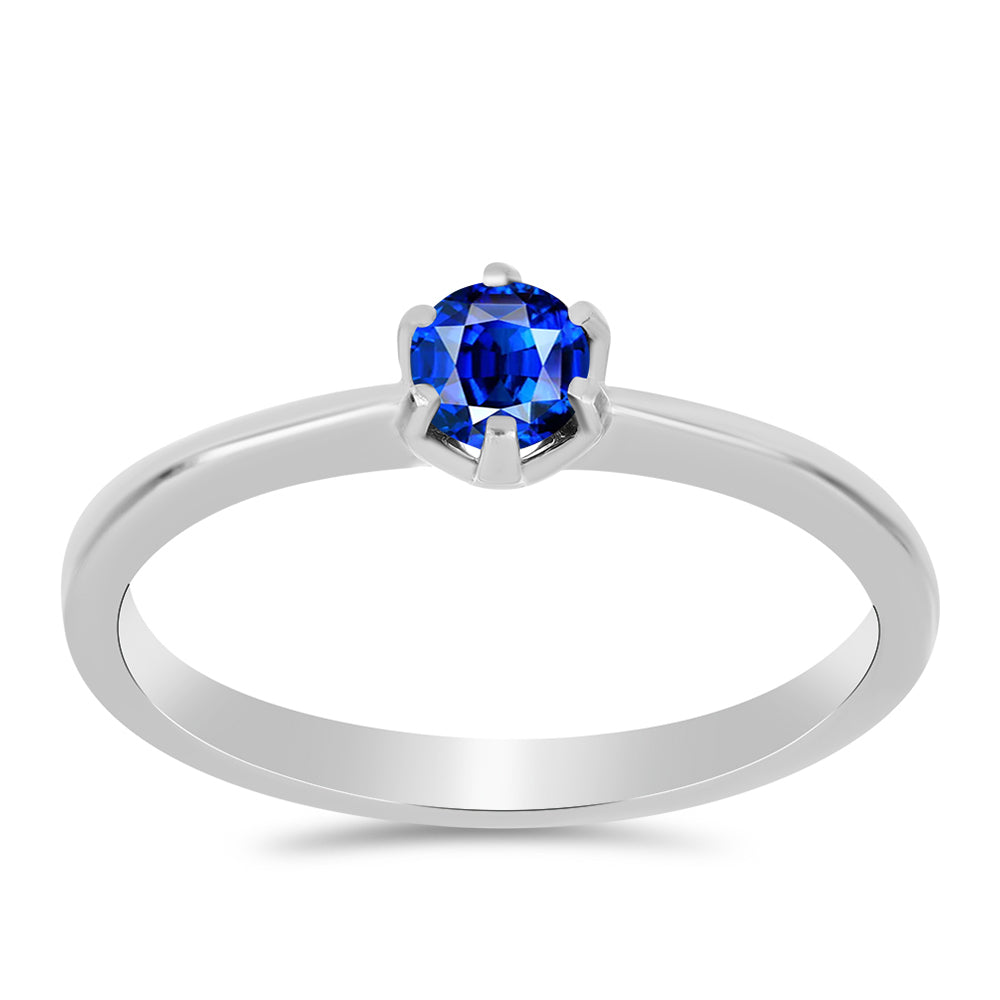 Stříbro 925/1000 - Prsten s Australským Modrým Safírem - Karátové číslo: 0.39. přibližná hmotnost: 1.62 gramů