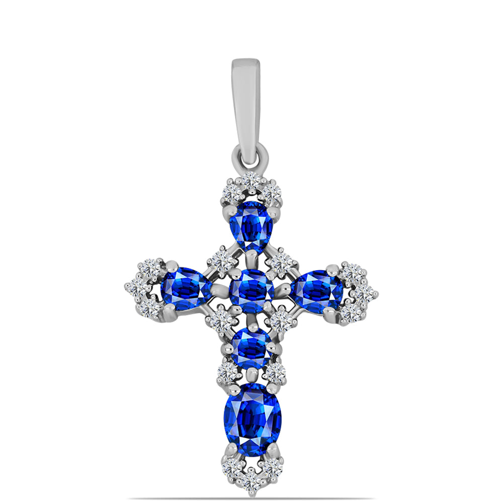Stříbro 925/1000 Přívěsek s Australským Modrým Safírem a Bílým Topazem - Karátové číslo: 1.79. přibližná hmotnost: 2.23 gramů 1 
