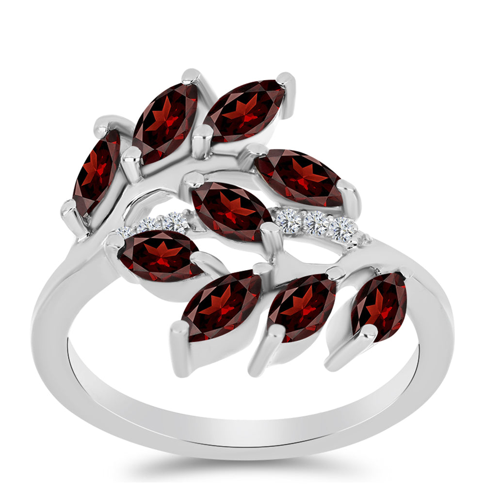 Stříbro 925/1000 - Prsten s Bartonským Granátem a Bílým Topazem - Karátové číslo: 1.83. přibližná hmotnost: 3.65 gramů 3 