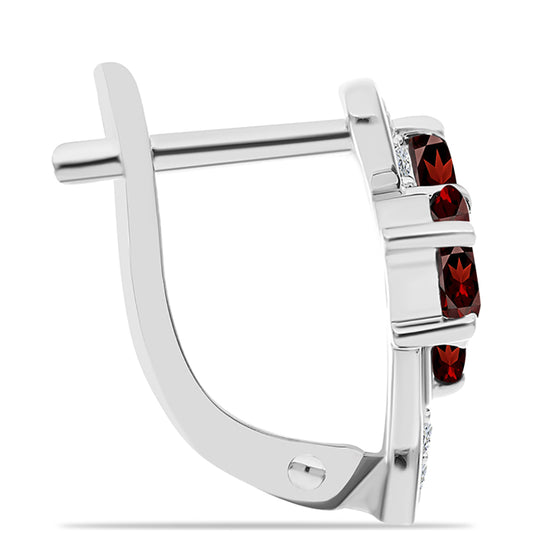 Stříbrné Náušnice s Bartonským Granátem a Bílým Topazem