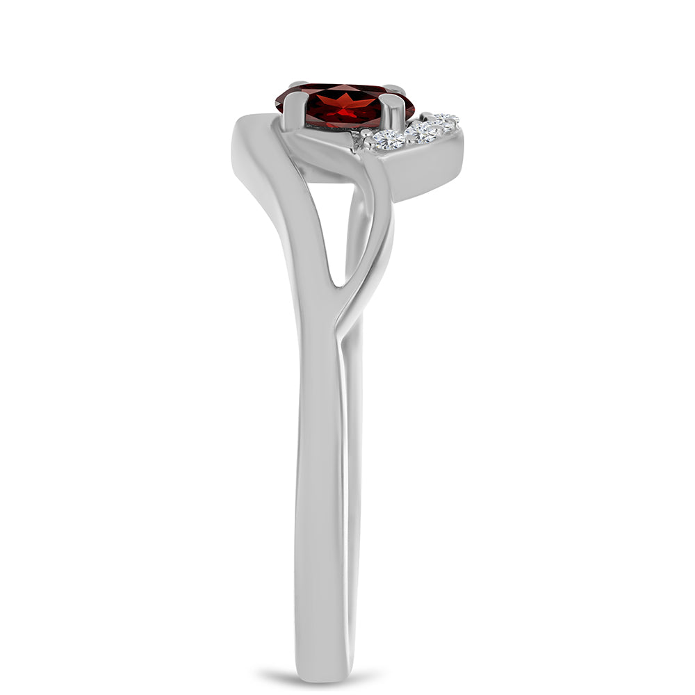 Stříbro 925/1000 - Prsten s Bartonským Granátem a Bílým Topazem - Karátové číslo: 0.45. přibližná hmotnost: 2.32 gramů 4 