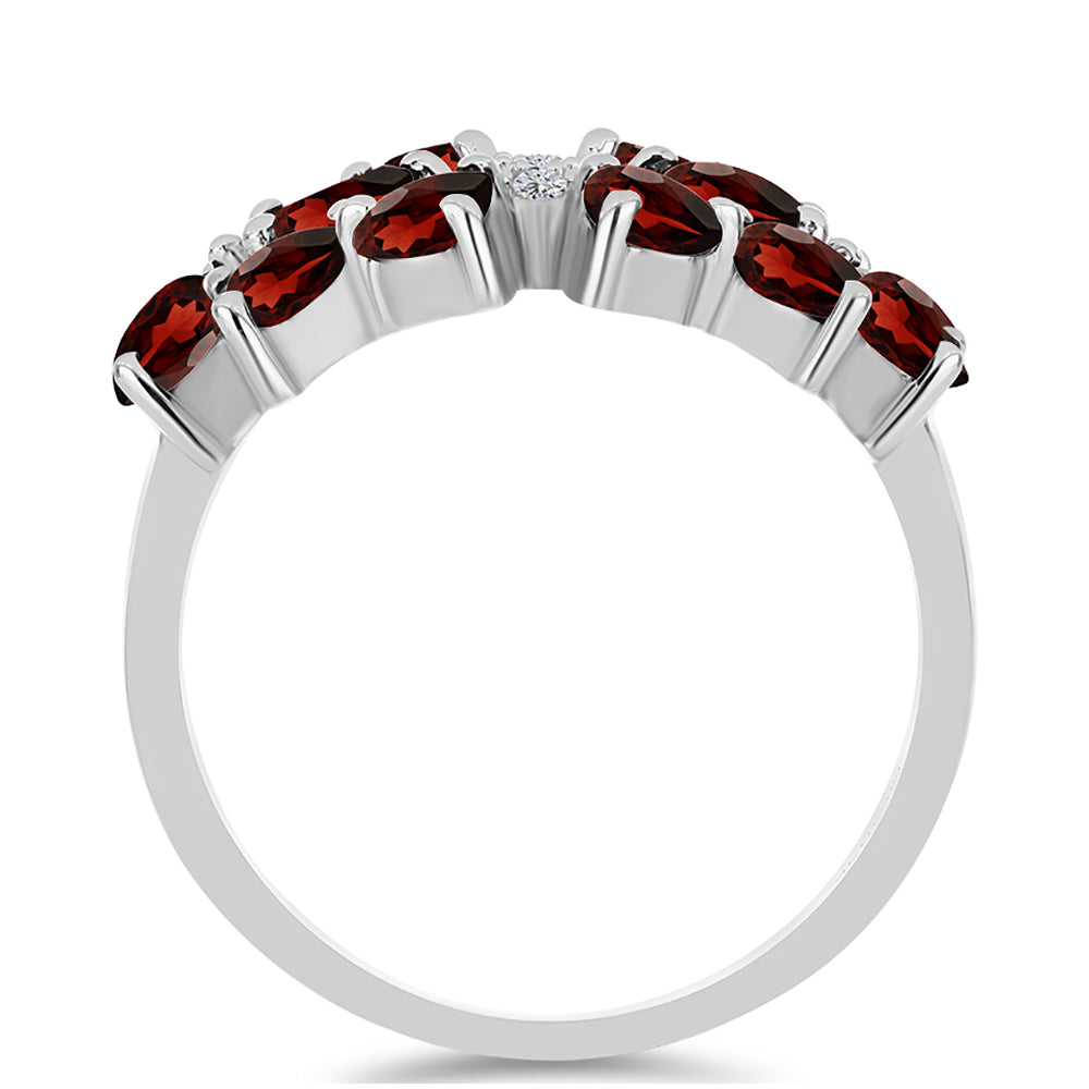 Stříbro 925/1000 - Prsten s Bartonským Granátem a Bílým Topazem - Karátové číslo: 2.61. přibližná hmotnost: 3.76 gramů 2 