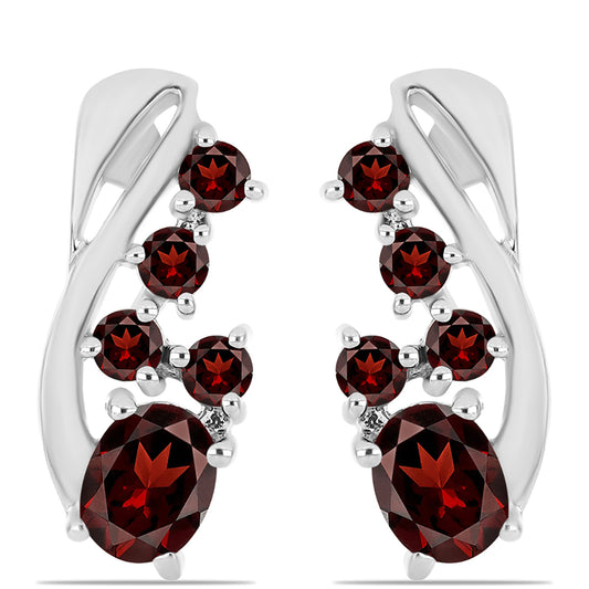 Stříbro 925/1000 - Náušnice s Bartonským Granátem - Karátové číslo: 1.32. přibližná hmotnost: 3.57 gramů