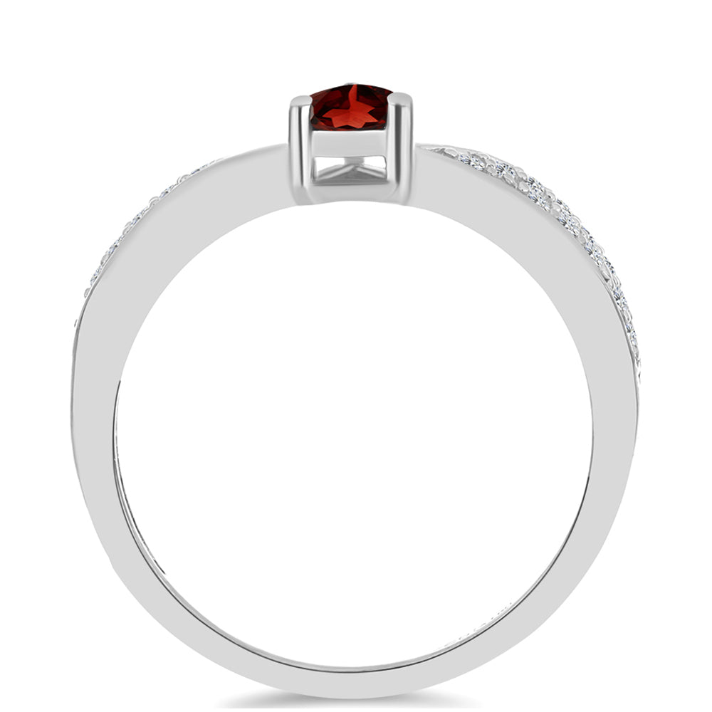 Stříbro 925/1000 - Prsten s Bartonským Granátem a Bílým Topazem - Karátové číslo: 0.57. přibližná hmotnost: 2.08 gramů 2 