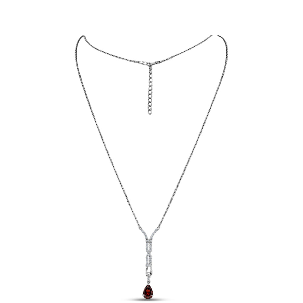 Stříbrný Náhrdelník s Bartonským Granátem a Bílým Topazem