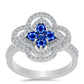 Stříbro 925/1000 - Prsten s Australským Modrým Safírem a Bílým Topazem - Karátové číslo: 1.83. přibližná hmotnost: 4.12 gramů