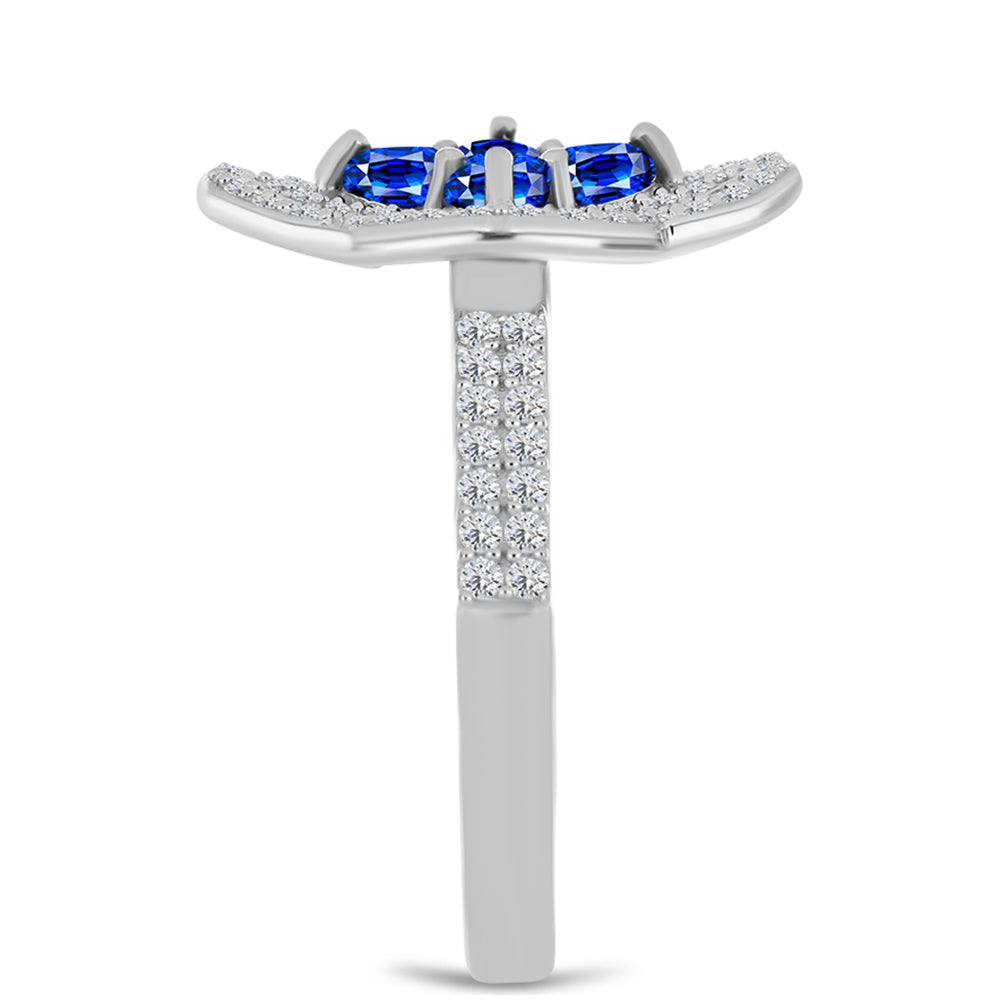 Stříbro 925/1000 - Prsten s Australským Modrým Safírem a Bílým Topazem - Karátové číslo: 1.83. přibližná hmotnost: 4.12 gramů 4 