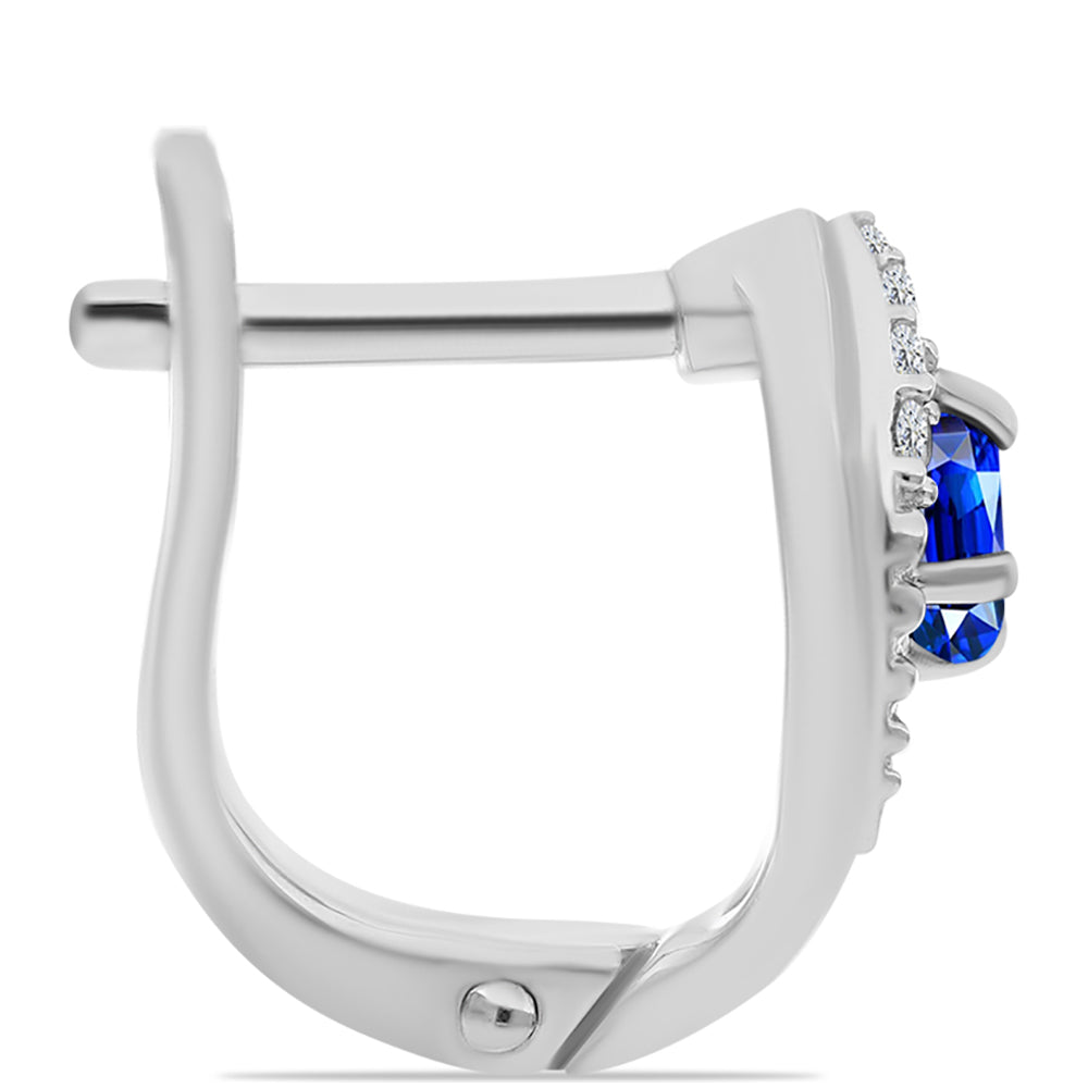 Stříbrné Náušnice s Australským Modrým Safírem a Bílým Topazem 2 