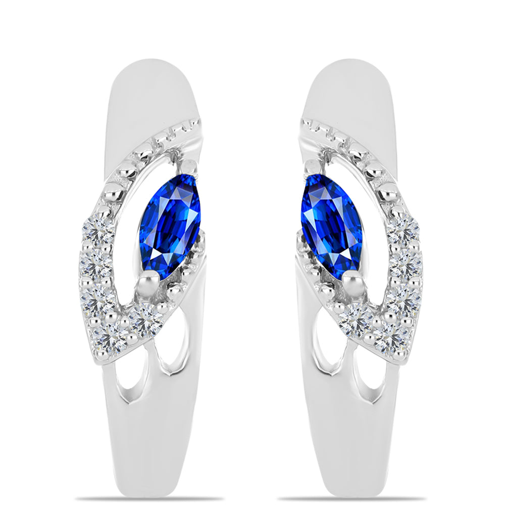 Stříbrné Náušnice s Australským Modrým Safírem a Bílým Topazem 1 