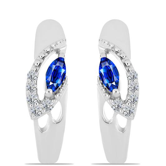 Stříbrné Náušnice s Australským Modrým Safírem a Bílým Topazem