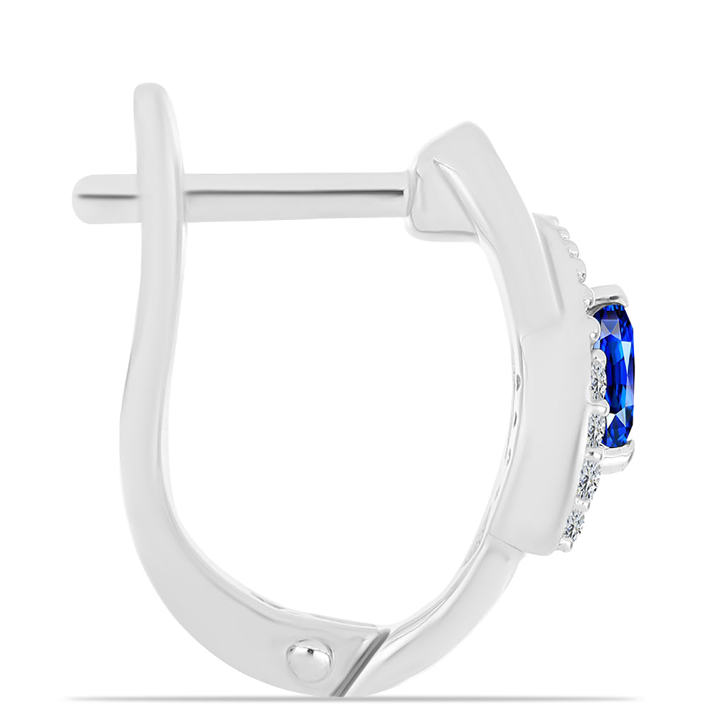 Stříbrné Náušnice s Australským Modrým Safírem a Bílým Topazem 2 