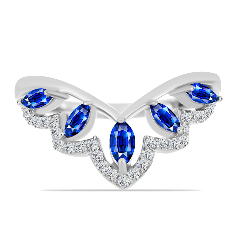 Stříbro 925/1000 - Prsten s Australským Modrým Safírem a Bílým Topazem - Karátové číslo: 0.97. přibližná hmotnost: 2.63 gramů 1 