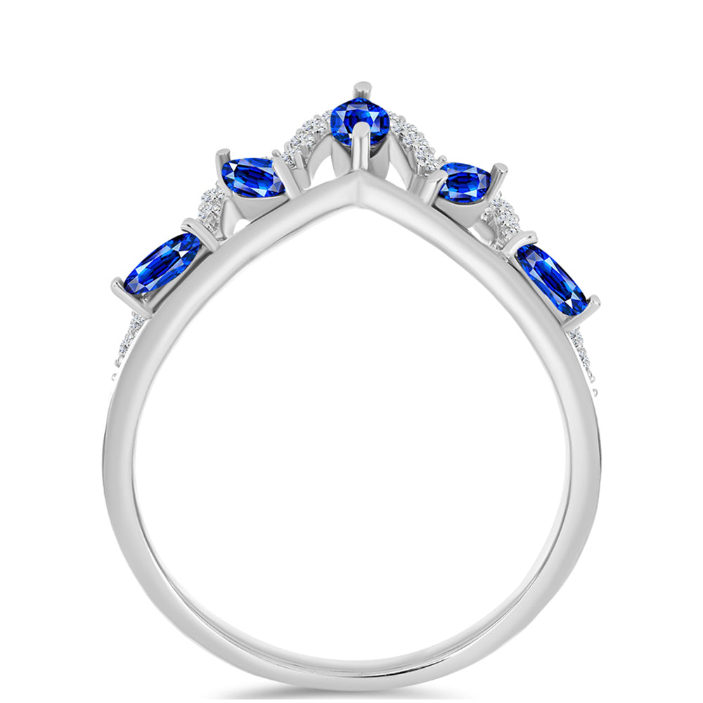 Stříbro 925/1000 - Prsten s Australským Modrým Safírem a Bílým Topazem - Karátové číslo: 0.97. přibližná hmotnost: 2.63 gramů 2 