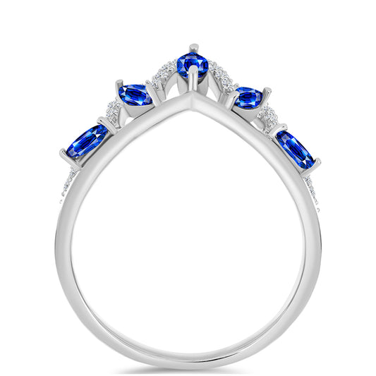 Stříbro 925/1000 - Prsten s Australským Modrým Safírem a Bílým Topazem - Karátové číslo: 0.97. přibližná hmotnost: 2.63 gramů