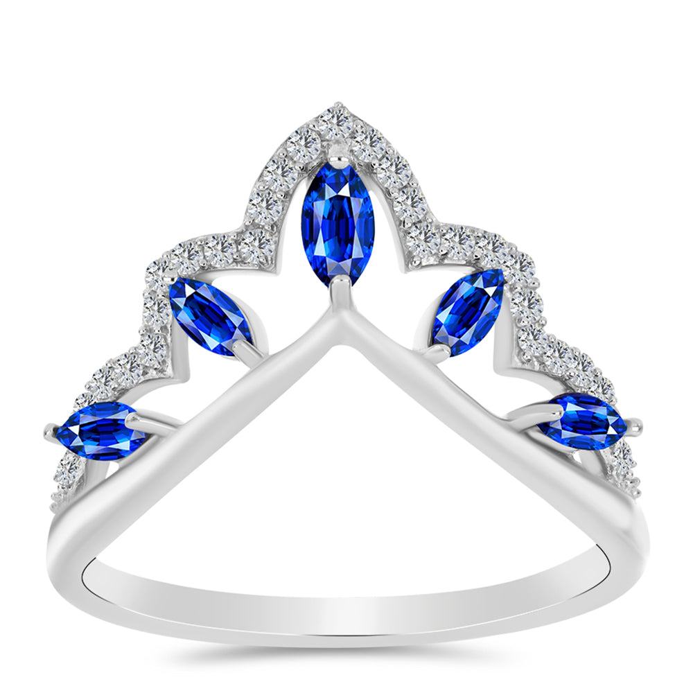 Stříbro 925/1000 - Prsten s Australským Modrým Safírem a Bílým Topazem - Karátové číslo: 0.97. přibližná hmotnost: 2.63 gramů 3 