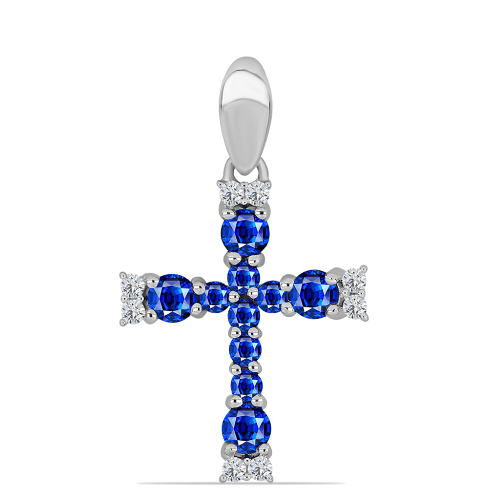 Stříbro 925/1000 - Přívěsek s Australským Modrým Safírem a Bílým Topazem - Karátové číslo: 1.08. přibližná hmotnost: 1.77 gramů