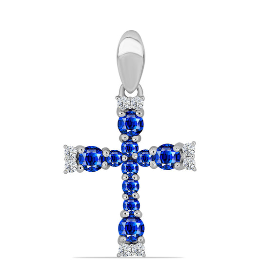 Stříbro 925/1000 - Přívěsek s Australským Modrým Safírem a Bílým Topazem - Karátové číslo: 1.08. přibližná hmotnost: 1.77 gramů