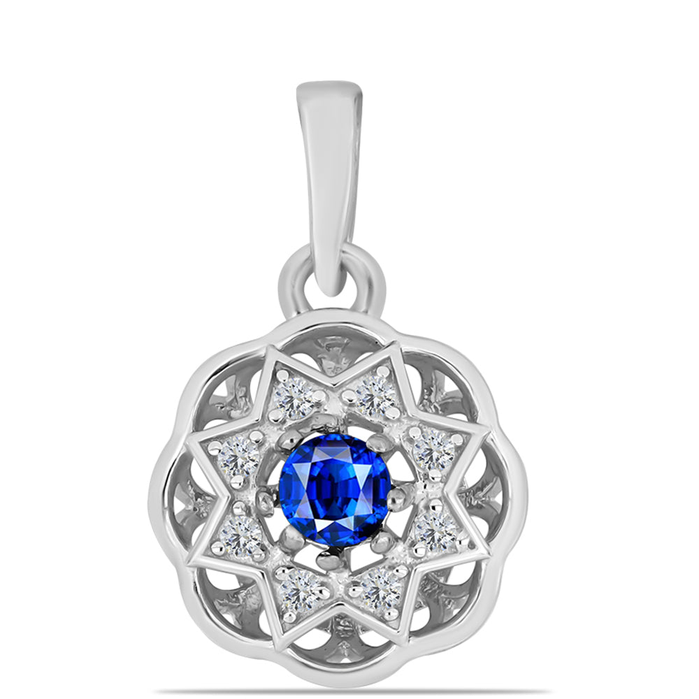 Stříbro 925/1000 - Přívěsek s Australským Modrým Safírem a Bílým Topazem - Karátové číslo: 0.22. přibližná hmotnost: 0.93 gramů 1 