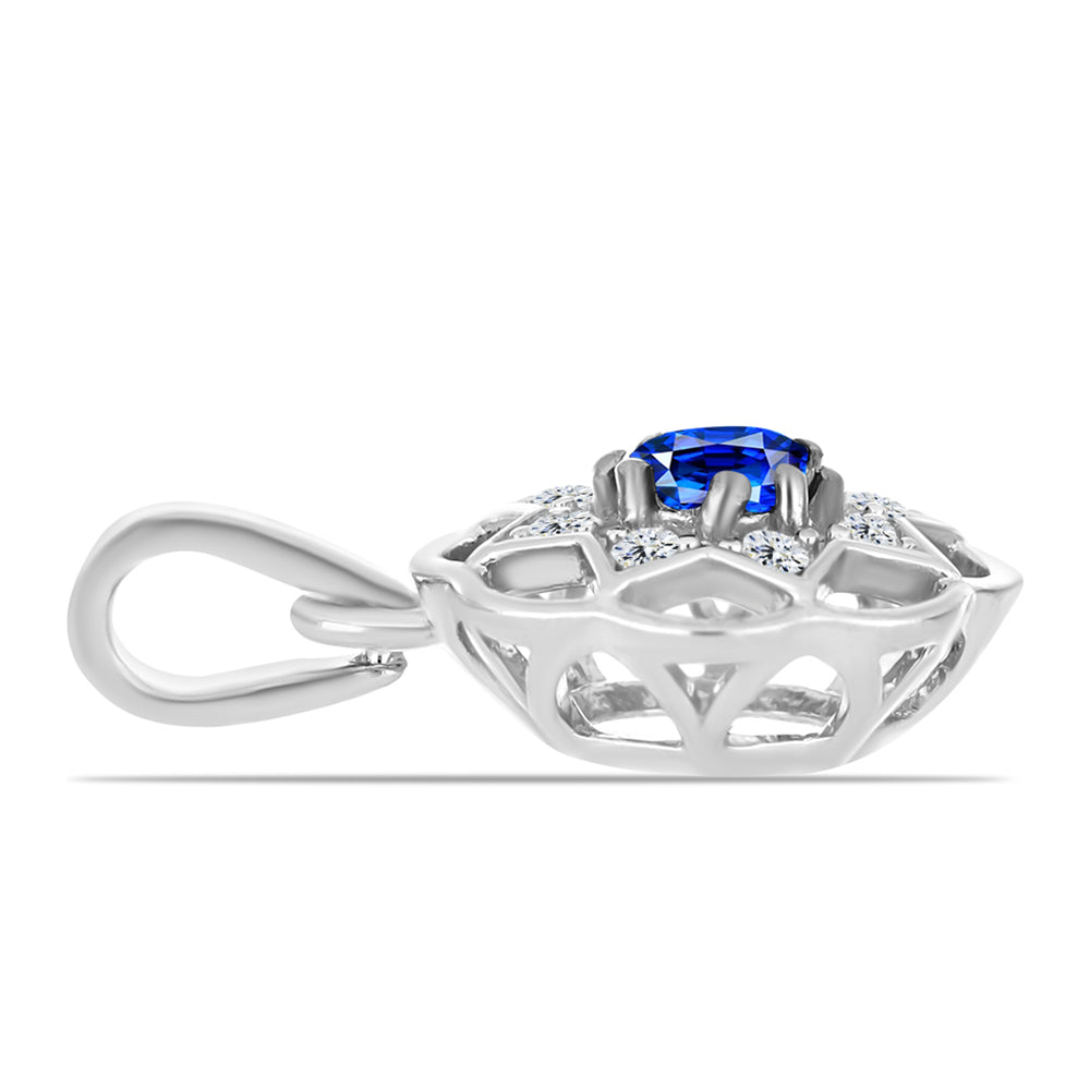 Stříbro 925/1000 - Přívěsek s Australským Modrým Safírem a Bílým Topazem - Karátové číslo: 0.22. přibližná hmotnost: 0.93 gramů 2 