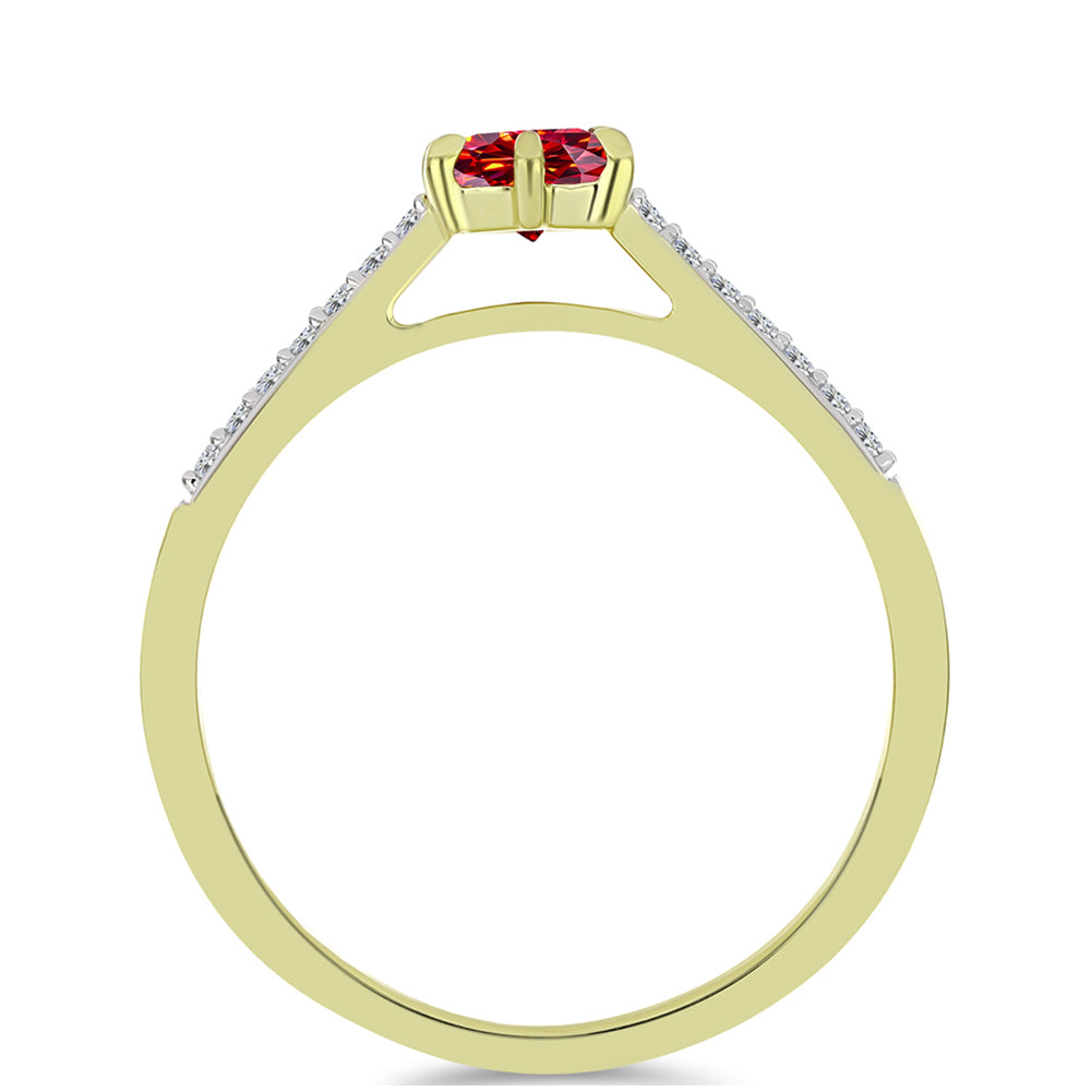 Pozlacené Stříbro 925/1000 - Prsten s Majestátním červeným moissanitem a Bílým Topazem - Karátové číslo: 0.61. přibližná hmotnost: 2.3 gramů 2 