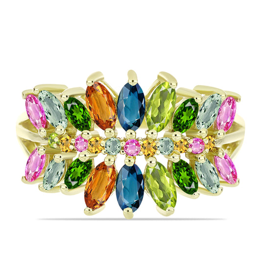 Pozlacený Stříbrný Prsten s Chakra Turmalínem