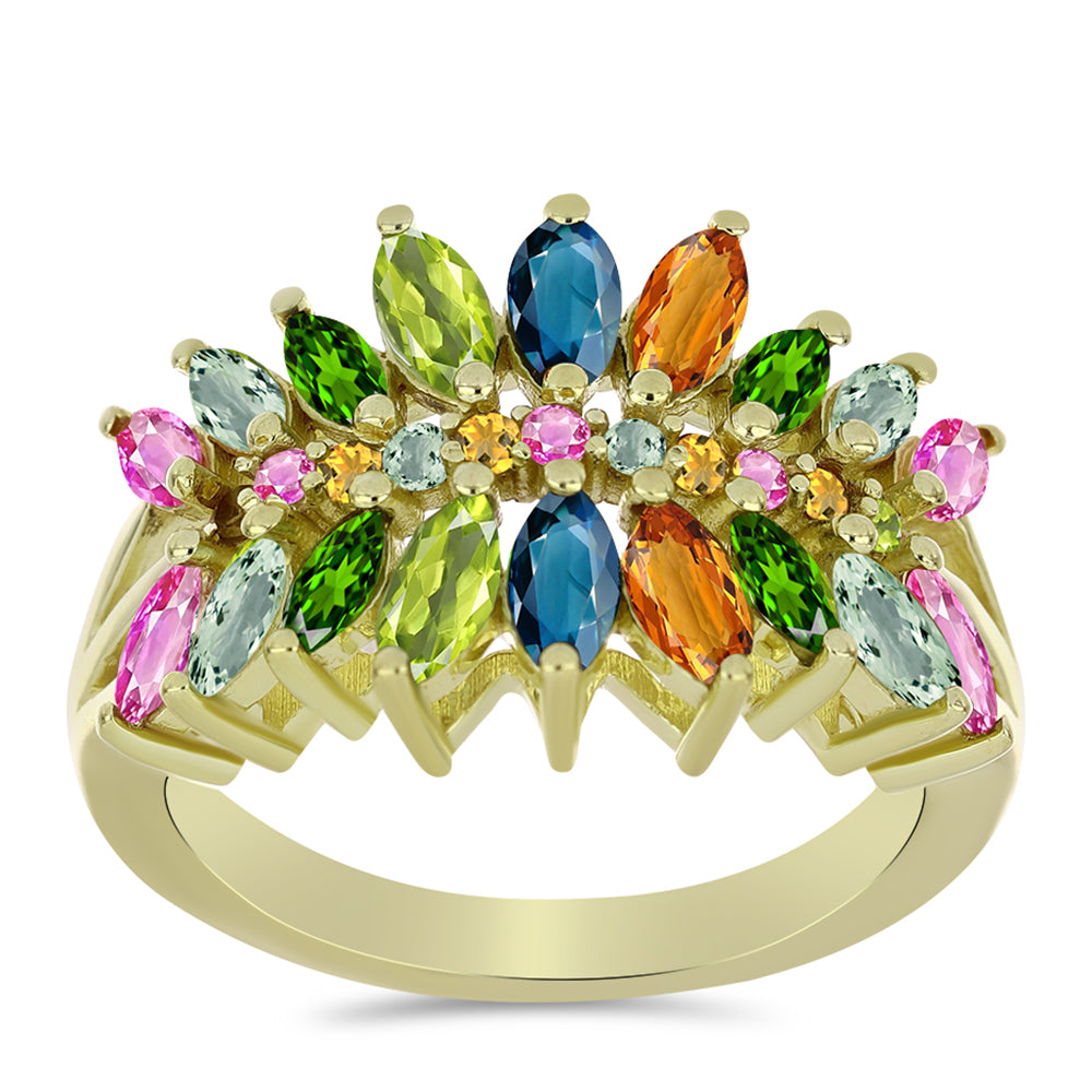 Pozlacený Stříbrný Prsten s Chakra Turmalínem 3 