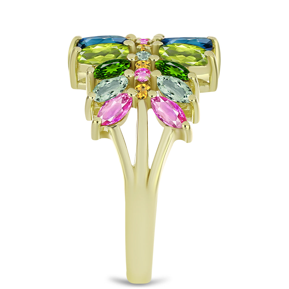 Pozlacený Stříbrný Prsten s Chakra Turmalínem 4 