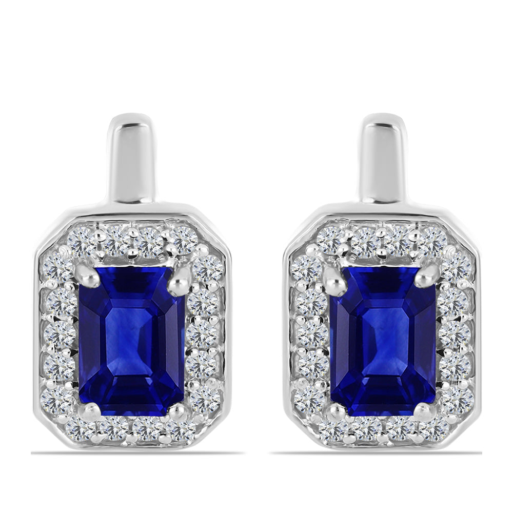 Stříbrné Náušnice s Australským Modrým Safírem a Bílým Topazem