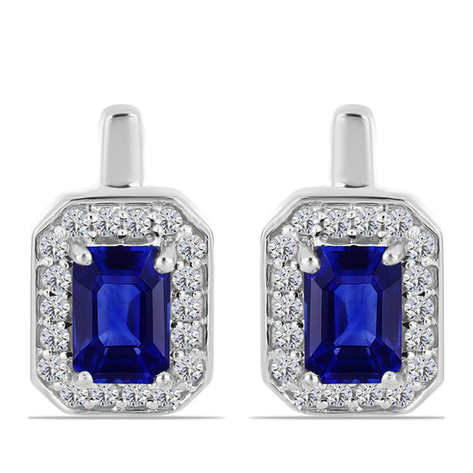 Stříbrné Náušnice s Australským Modrým Safírem a Bílým Topazem