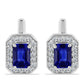 Stříbrné Náušnice s Australským Modrým Safírem a Bílým Topazem
