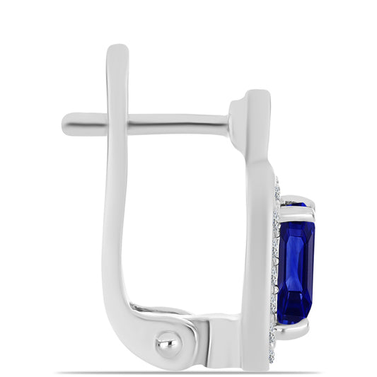 Stříbrné Náušnice s Australským Modrým Safírem a Bílým Topazem