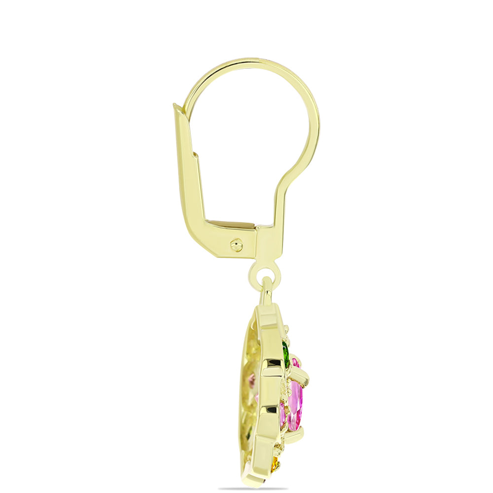 Pozlacené Stříbrné Náušnice s Chakra Turmalínem a Bílým Topazem