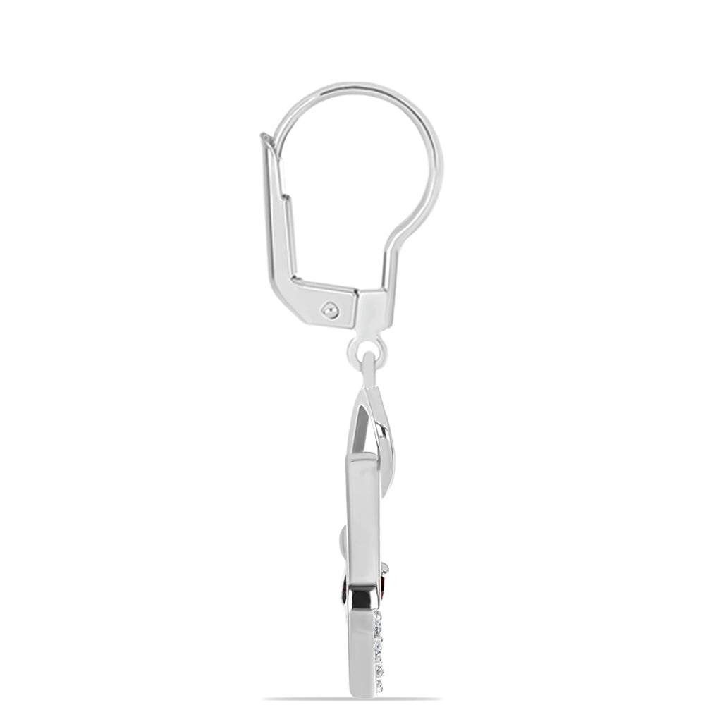 Stříbro 925/1000 Náušnice s Bartonským Granátem a Bílým Topazem - Karátové číslo: 0.86. přibližná hmotnost: 3.17 gramů 2 