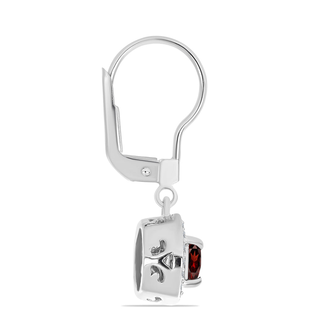 Stříbrné Náušnice s Bartonským Granátem a Bílým Topazem