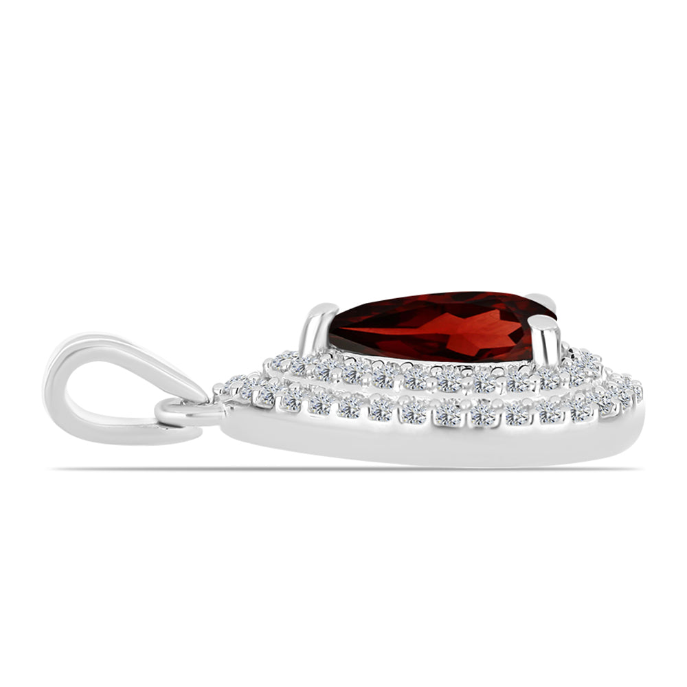 Stříbro 925/1000 - Přívěsek s Bartonským Granátem a Bílým Topazem - Karátové číslo: 1.34. přibližná hmotnost: 1.89 gramů 2 