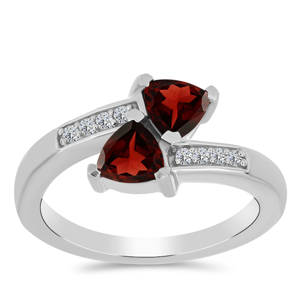 Stříbro 925/1000 - Prsten s Bartonským Granátem a Bílým Topazem - Karátové číslo: 1.13. přibližná hmotnost: 3.38 gramů 3 