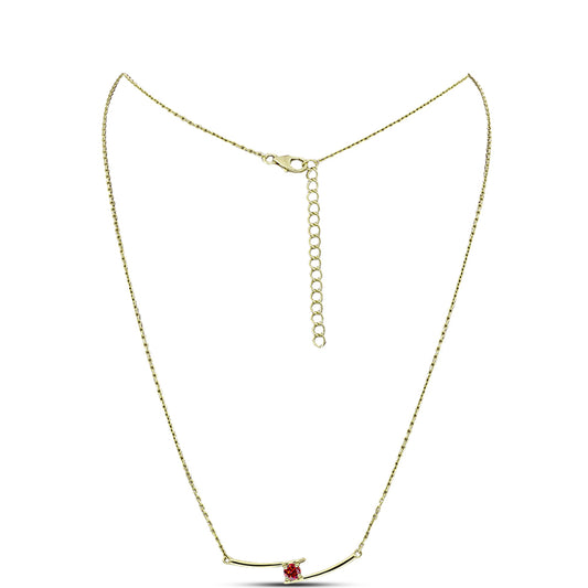 Pozlacené stříbro 925/1000 Náhrdelník s Majestátním červeným moissanitem - Karátové číslo: 0.23. přibližná hmotnost: 3.21 gramů